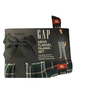 Mens Flannel Plaid Pajama Set By GAP - XL - Green & Navy